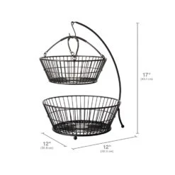 Tully 2 Tier Fruit Storage Basket With Banana Hook -Home Tableware 21 6617 5286218 GourmetBasics Tully 2TierBasket Infographic