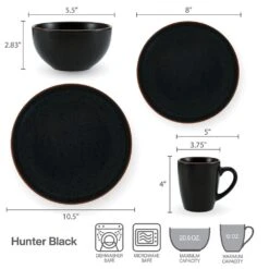 Hunter Black 16 Piece Dinnerware Set, Service For 4 -Home Tableware 22 0093 5286597 infographic v2 1