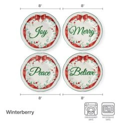 Winterberry® Set Of 4 Red Ribbon Salad Plates -Home Tableware 23 0965 5308110 infographic v2