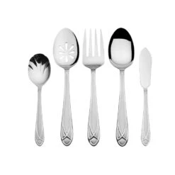 Mirage Frost 45 Piece Flatware Set With Wire Caddy, Service For 8 -Home Tableware 5085079 MirageFrost 5pc ServingSet Silo