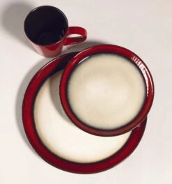 Aria Red 16 Piece Dinnerware Set, Service For 4 -Home Tableware 5109392AriaRed OH