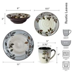 Rustic Leaves Dinnerware Set -Home Tableware 5136396 dimensions 01