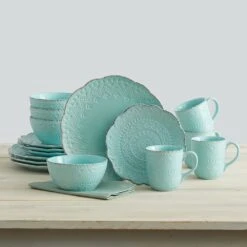 Remembrance Teal Dinnerware Set 8 Remembrance Teal Dinnerware Set -Home Tableware 5177557 1