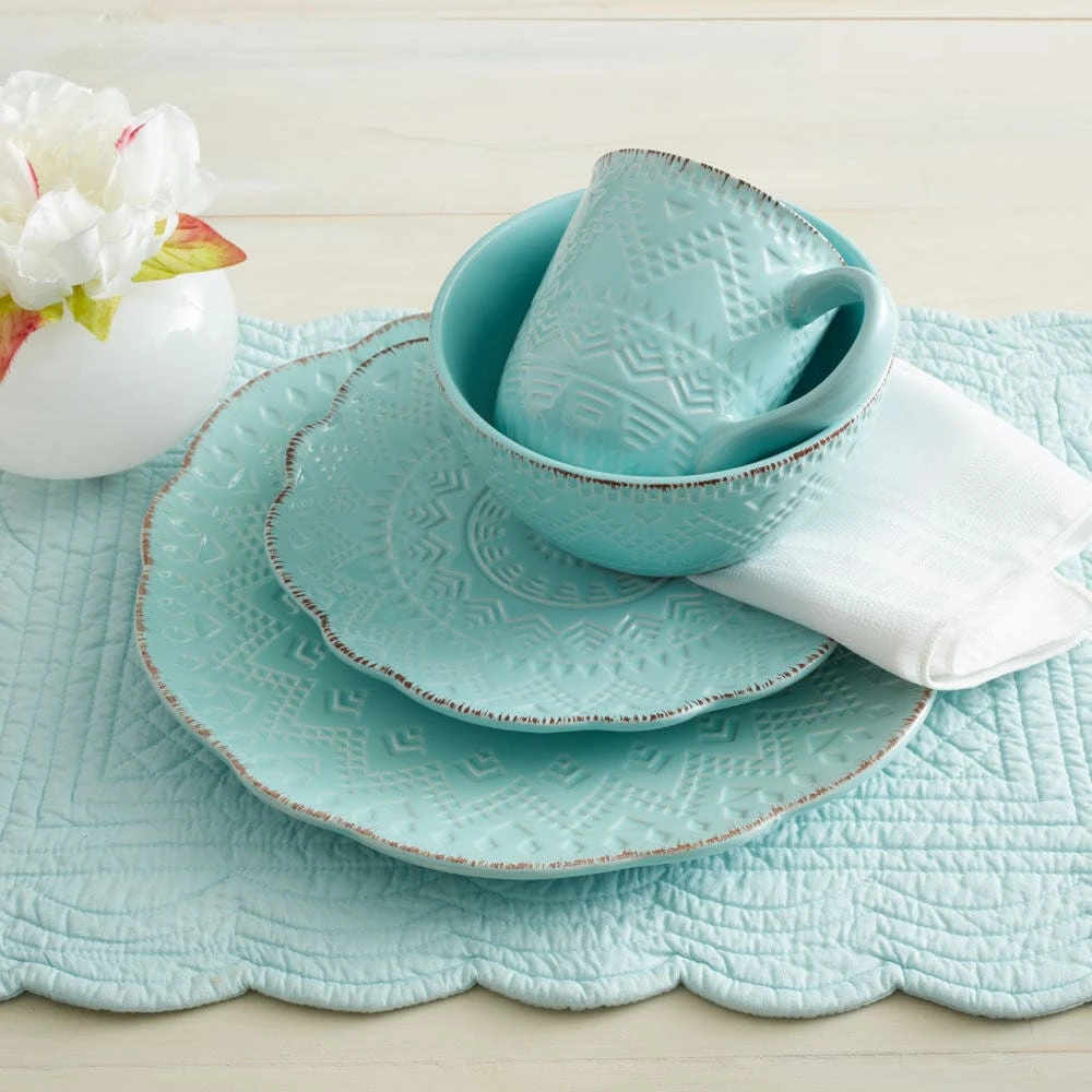 Remembrance Teal Dinnerware Set 4 Remembrance Teal Dinnerware Set - Image 2