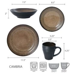 Cambria 16 Piece Dinnerware Set, Service For 4 7 Cambria 16 Piece Dinnerware Set, Service For 4 -Home Tableware 5188138 dimensions
