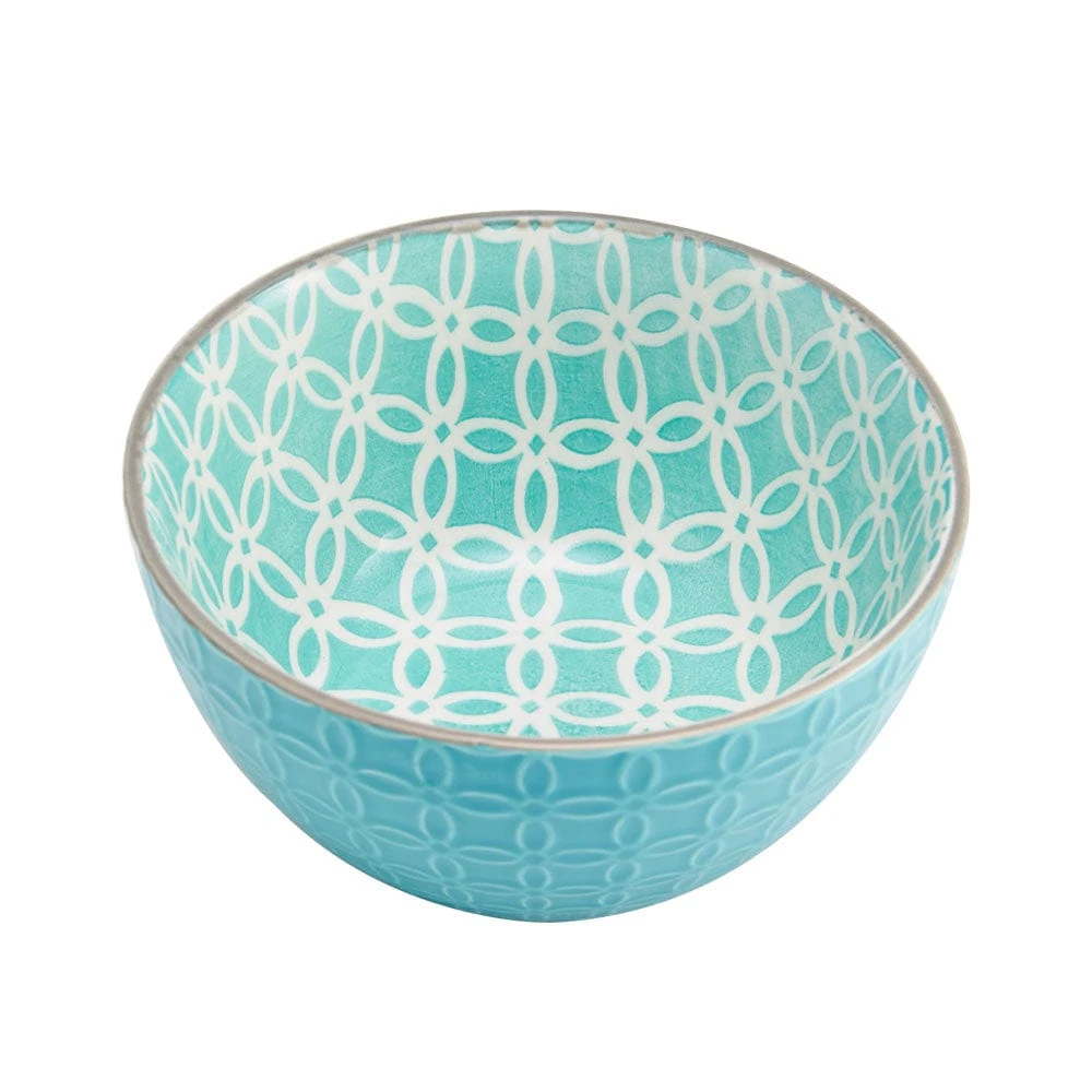 Pad Print Turquoise Geometric Soup Cereal Bowl 3 Pad Print Turquoise Geometric Soup Cereal Bowl