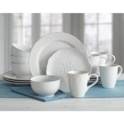 French Lace White Dinnerware Set -Home Tableware 5207819 2