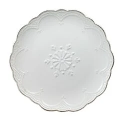 French Lace Set Of 4 White Salad Plates -Home Tableware 5211113