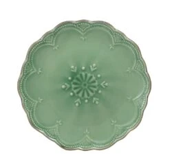French Lace Set Of 4 Green Salad Plates -Home Tableware 5211163