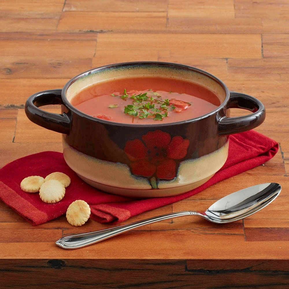 Painted Poppies Double Handled Soup Bowl 4 Painted Poppies Double Handled Soup Bowl - Image 2