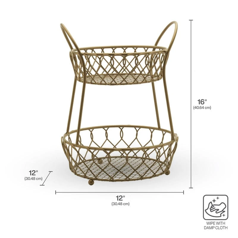 Lattice 2 Tier Matte Gold Countertop Basket 6 Lattice 2 Tier Matte Gold Countertop Basket - Image 4