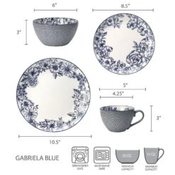 Gabriela Blue 16 Piece Dinnerware Set, Service For 4 19 Gabriela Blue 16 Piece Dinnerware Set, Service For 4 -Home Tableware 5216941 dimensions