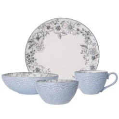 Gabriela Gray 16 Piece Dinnerware Set, Service For 4 -Home Tableware 5216945