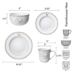 Farmhouse Hen Dinnerware Set 11 Farmhouse Hen Dinnerware Set -Home Tableware 5219155 dimensions 01