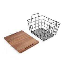 Madam Stacking And Nesting Basket With Acacia Lid -Home Tableware 5219530 3Q