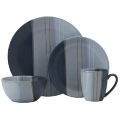 Parker Gray 16 Piece Dinnerware Set, Service For 4 -Home Tableware 5237436
