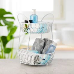 Loop And Lattice 2 Tier Round Basket With Handles -Home Tableware 5245111 bathroom lifestyle