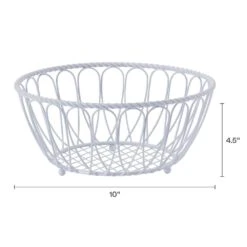 Rope Fruit And Bread Basket White -Home Tableware 5246304 GB White Wire Basket Infographic