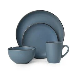 Hadlee Blue 16 Piece Dinnerware Set, Service For 4 -Home Tableware 5256017 3Q
