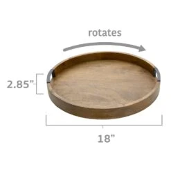Lazy Susan Mango Wood Serve Tray, 18 Inch 11 Lazy Susan Mango Wood Serve Tray, 18 Inch -Home Tableware 5261664 Dimension