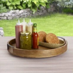 Lazy Susan Mango Wood Serve Tray, 18 Inch 9 Lazy Susan Mango Wood Serve Tray, 18 Inch -Home Tableware 5261664 Picnic