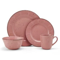 Flamingo Pink 16 Piece Dinnerware Set, Service For 4 -Home Tableware 5274259 4pc onWhite