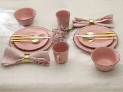 Flamingo Pink 16 Piece Dinnerware Set, Service For 4 -Home Tableware 5274259 PFZ Flamingo Pink Lifestyle Banner