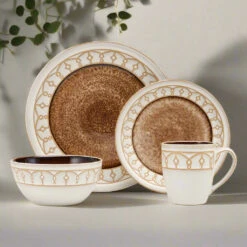 Remi Beige 16 Piece Dinnerware Set, Service For 4 -Home Tableware 5275470 PFZ RemiBeige 4pps onWhite