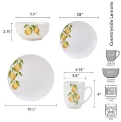 Lemons 16 Piece Dinnerware Set, Service For 4 14 Lemons 16 Piece Dinnerware Set, Service For 4 -Home Tableware 5276340 dimensions 01