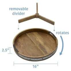 Galvanized Band Lazy Susan Platter With Removable Dividers, 16 Inch -Home Tableware 5276661 Dimension
