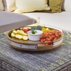 Galvanized Band Lazy Susan Platter With Removable Dividers, 16 Inch -Home Tableware 5276661 Galvanized Lazy Susan Lifestyle 2