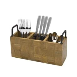 Avery Checkered Flatware Wood Caddy 10 Avery Checkered Flatware Wood Caddy -Home Tableware 5276722 Avery Caddy Lifestyle