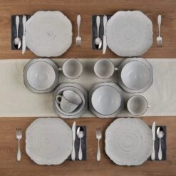 Isabella Gray 16 Piece Dinnerware Set, Service For 4 14 Isabella Gray 16 Piece Dinnerware Set, Service For 4 -Home Tableware 5280759 16pc lifestyle2