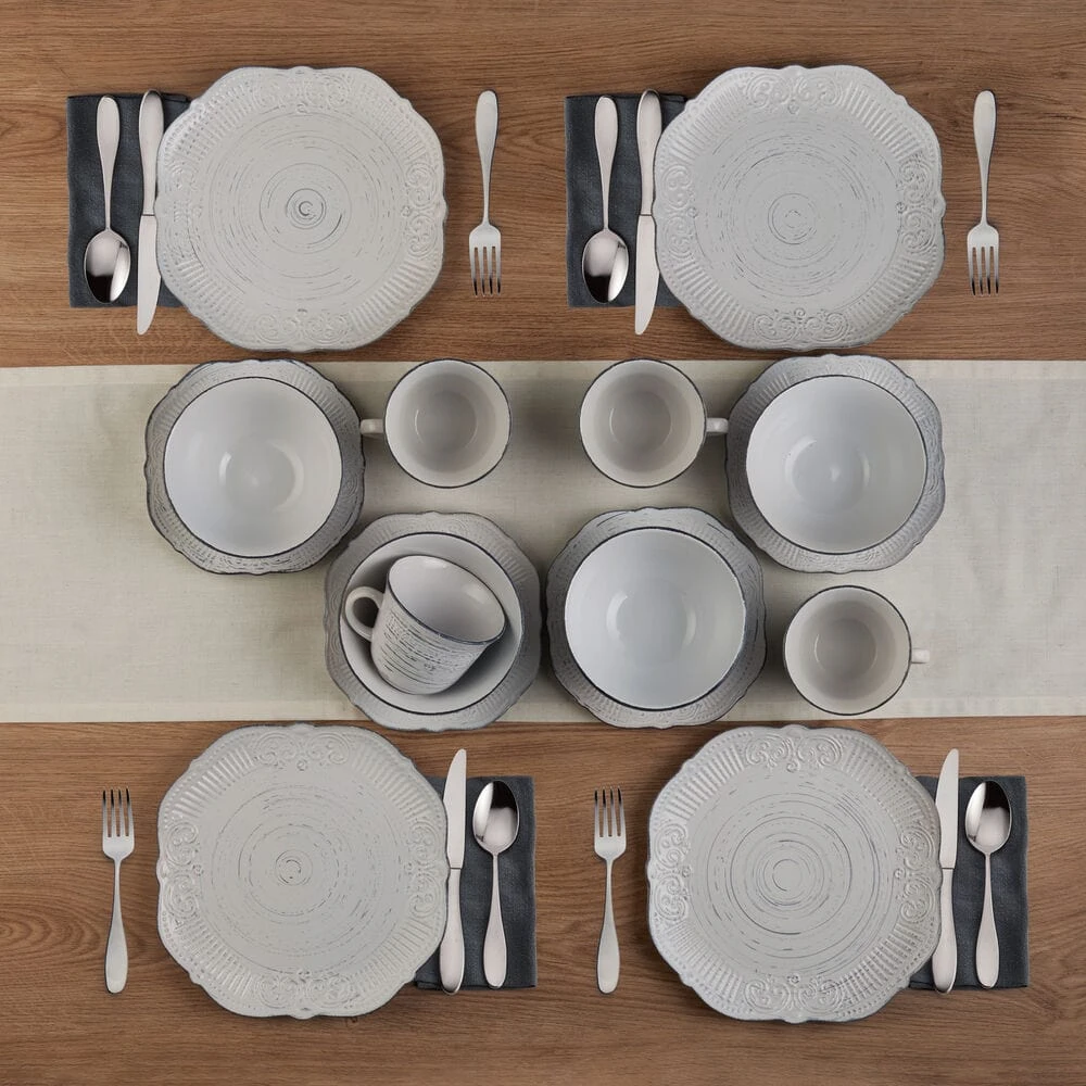 Isabella Gray 16 Piece Dinnerware Set, Service For 4 5 Isabella Gray 16 Piece Dinnerware Set, Service For 4 - Image 3