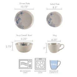 Southport 16 Piece Dinnerware Set, Service For 4 -Home Tableware 5281352 dimensions