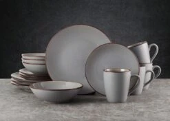 Pierce Gray 16 Piece Dinnerware Set, Service For 4 15 Pierce Gray 16 Piece Dinnerware Set, Service For 4 -Home Tableware 5281784 PierceGray 16pc lifestyle1