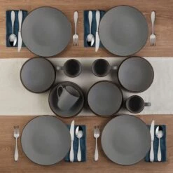 Pierce Gray 16 Piece Dinnerware Set, Service For 4 16 Pierce Gray 16 Piece Dinnerware Set, Service For 4 -Home Tableware 5281784 PierceGray 16pc lifestyle2