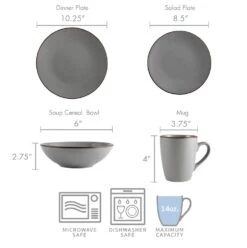 Pierce Gray 16 Piece Dinnerware Set, Service For 4 18 Pierce Gray 16 Piece Dinnerware Set, Service For 4 -Home Tableware 5281784 dimensions