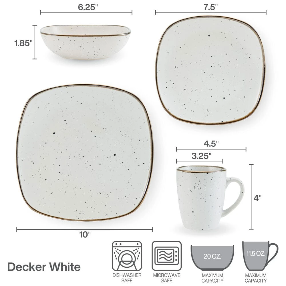 Decker White 16 Piece Dinnerware Set, Service For 4 7 Decker White 16 Piece Dinnerware Set, Service For 4 - Image 5