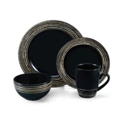 Bryson Black 16 Piece Dinnerware Set, Service For 4 19 Bryson Black 16 Piece Dinnerware Set, Service For 4 -Home Tableware 5286211 Pfz Bryson 4pc silo