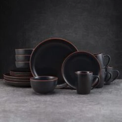 Hunter Black 16 Piece Dinnerware Set, Service For 4 -Home Tableware 5286597 Hunter Black 16pc lifestyle 1