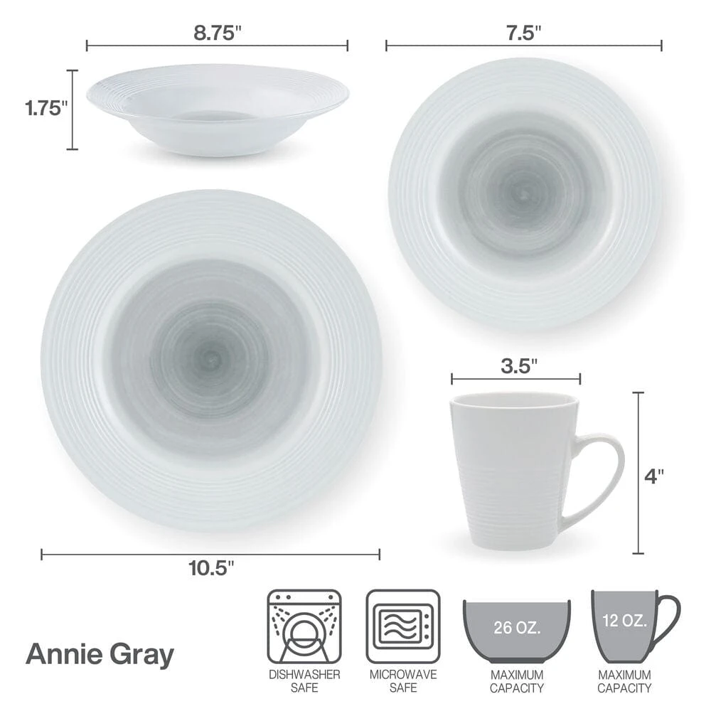 Annie Gray 16 Piece Dinnerware Set, Service For 4 7 Annie Gray 16 Piece Dinnerware Set, Service For 4 - Image 5