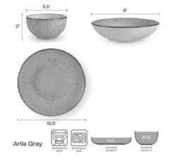Arlie Gray 12 Piece Dinnerware Set, Service For 4 -Home Tableware 5291360 006