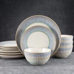 Hensley Blue 12 Piece Dinnerware Set, Service For 4 -Home Tableware 5291361 PFZ Hensley Blue 12pc lifestyle 1