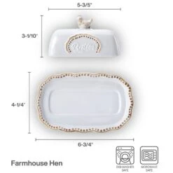 Farmhouse Hen Covered Butter Dish -Home Tableware 5292951 infographic