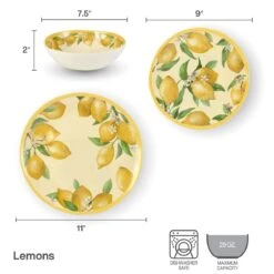 Lemons Outdoor Melamine Dinnerware Set -Home Tableware 5293373 infographic