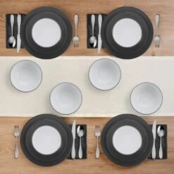 Grayson Charcoal 12 Piece Dinnerware Set, Service For 4 13 Grayson Charcoal 12 Piece Dinnerware Set, Service For 4 -Home Tableware 5296692 GraysonCharcoal 12pc lifestyle topview