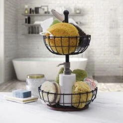 Anvil Cage 2 Tier Storage Basket -Home Tableware 5297387 PFZ Anvil Cage 2Tier Basket Bath Lifestyle