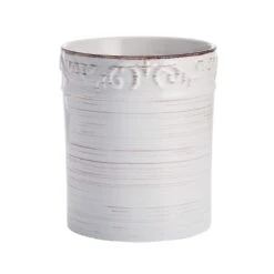 Trellis White Utensil Crock With Tools 10 Trellis White Utensil Crock With Tools -Home Tableware 5297423 PFZ Trellis crock silo