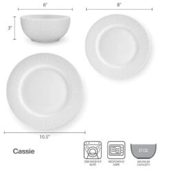 Cassie 12 Piece Dinnerware Set, Serivce For 4 -Home Tableware 5297430 Cassie dimsinfographic
